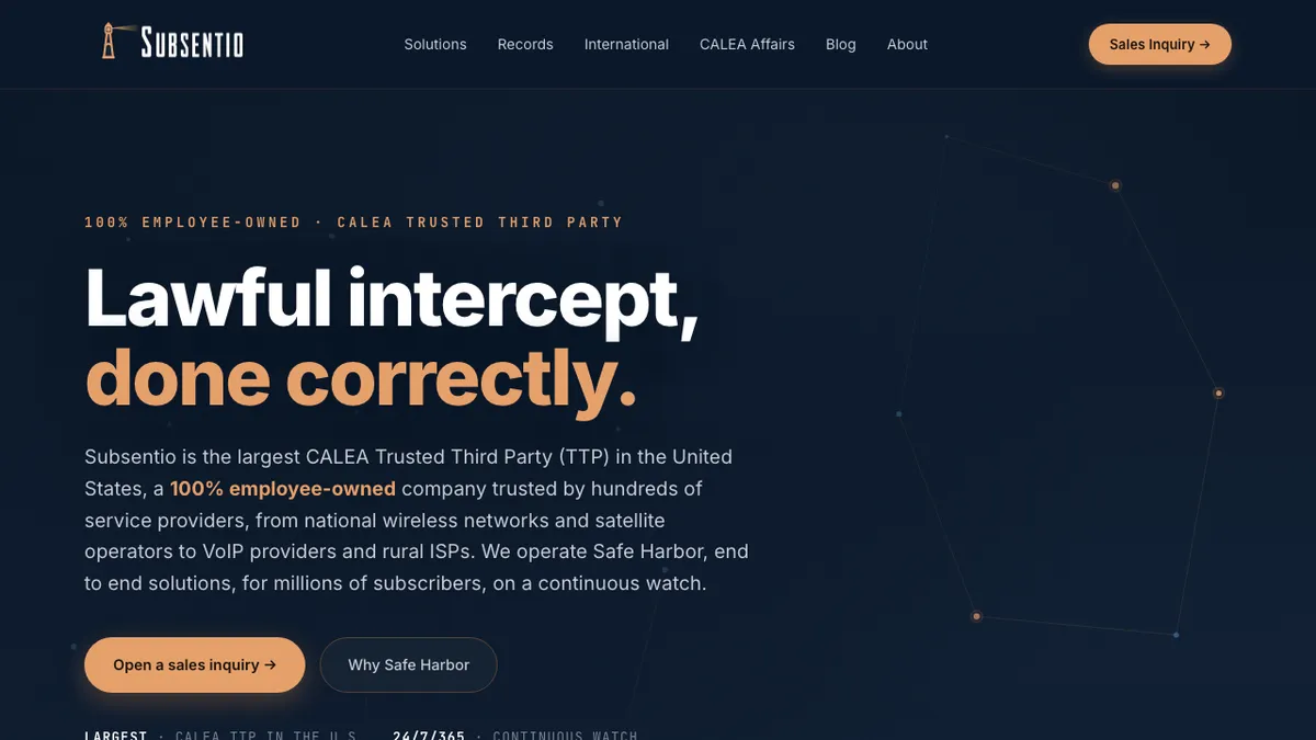 Subsentio website